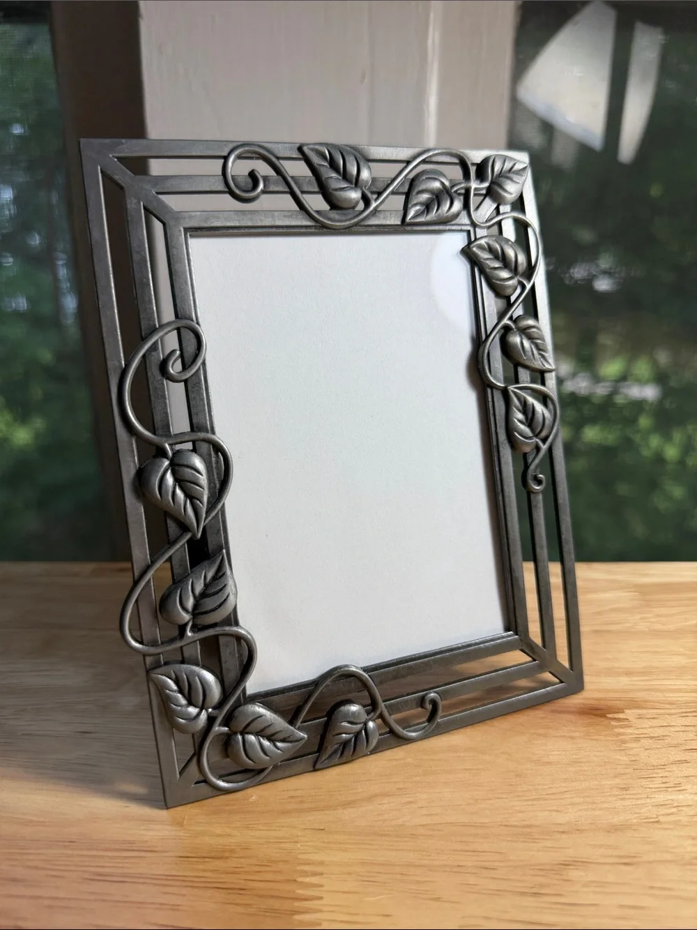 Vintage 90s Pewter Picture Frame with Vines and Leaves